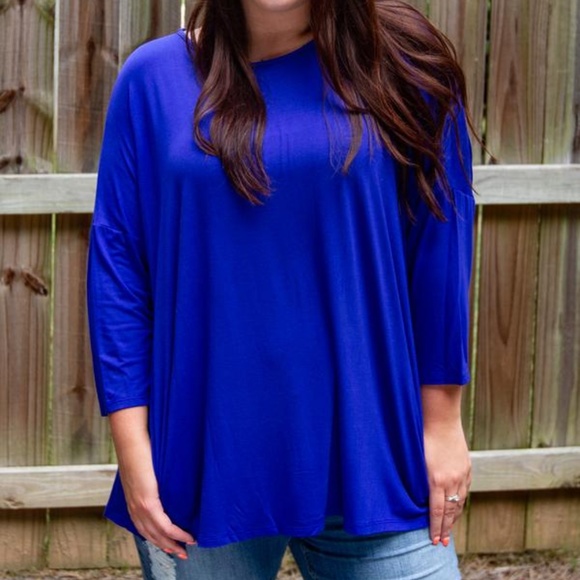 Spin USA | PLUS SIZE 3/4 Sleeved Blue Tunic Top - Picture 2 of 2